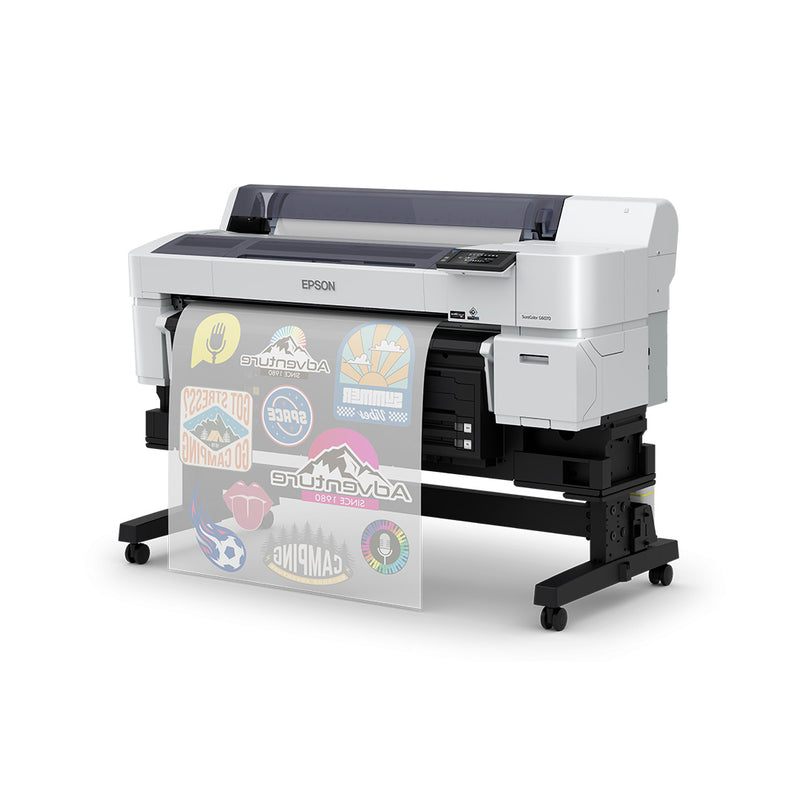 Side of the Epson SureColor G6070 with printed DTF film.