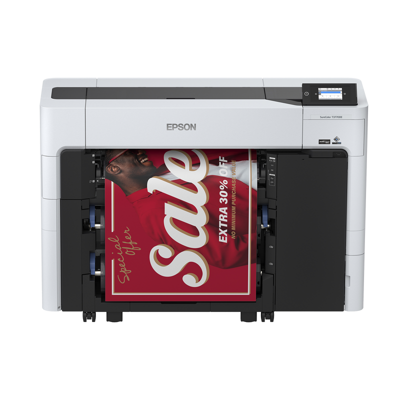 Front facing image of the Epson SureColor T3770DE 24” Wide Dual-Roll Printer.