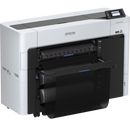 Left facing image of the Epson SureColor T3770E 24” Wide Dual-Roll Printer with basket.