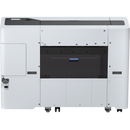 Rear facing image of the Epson SureColor T3770DE 24” Wide Dual-Roll Printer with basket.