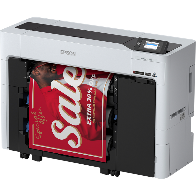 Right facing image of the Epson SureColor T3770DR 24” Wide Dual-Roll Printer.