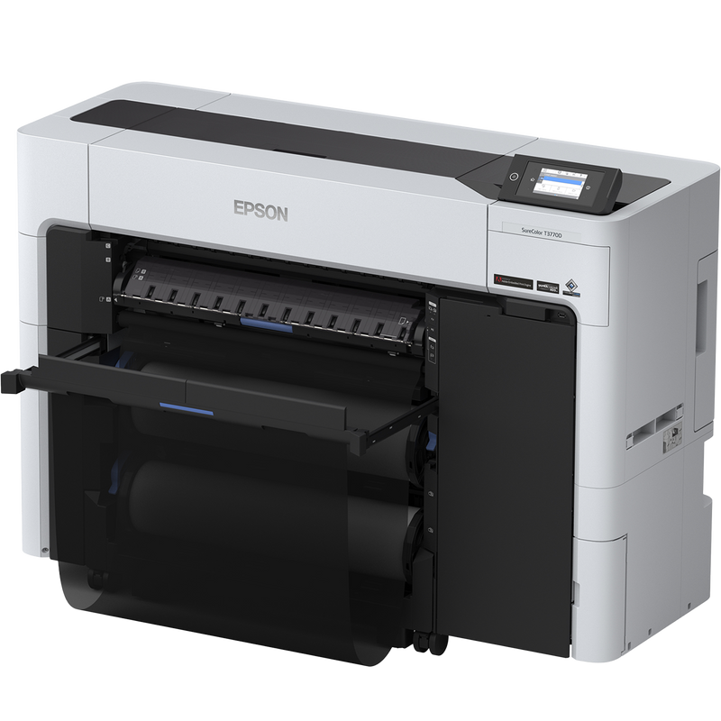 Right facing image of the Epson SureColor T3770DR 24” Wide Dual-Roll Printer.