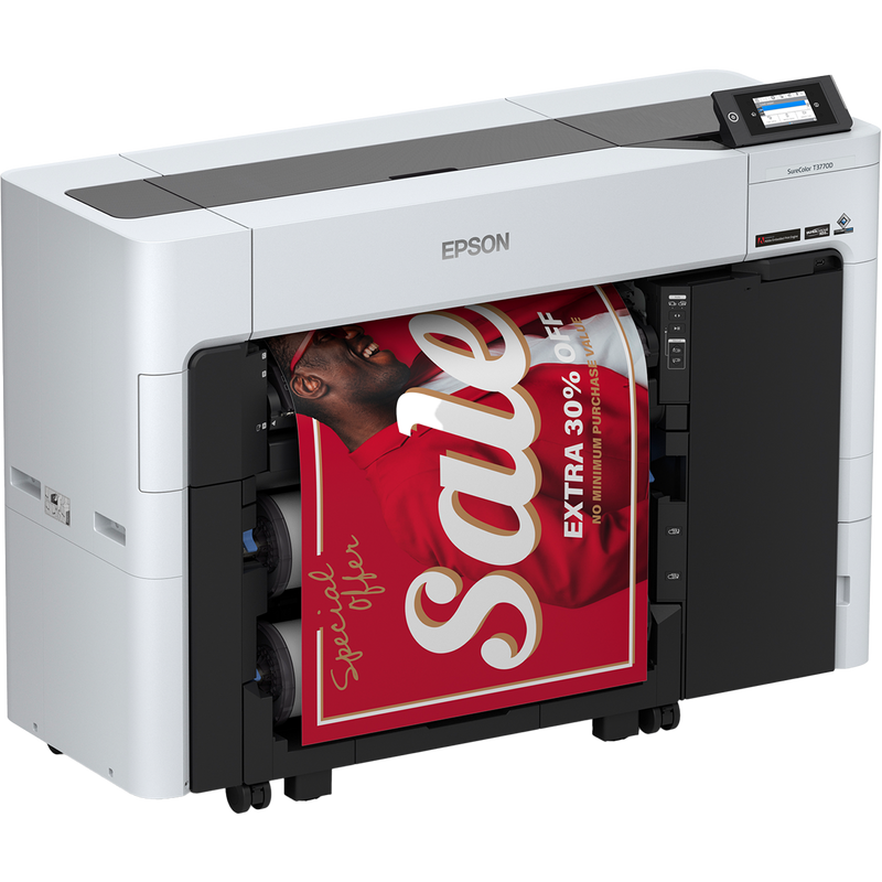 Right Angle image of the Epson SureColor T3770DR 24” Wide Dual-Roll Printer.