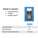Simple to operate control panel for the GFP Compact Cold Laminator 
