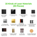 23 Kinds of Laser Materials, consisting of 93 pieces for the xTool F1 / F2 Ultra