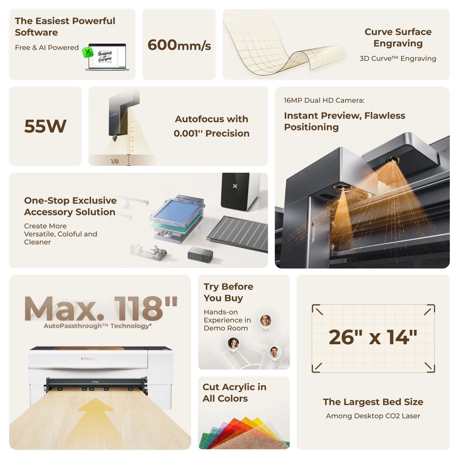 Various Features within xTool P2S