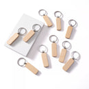 Rounded Rectangle Strip Wooden Keychains 