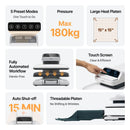 Large heat platen, fully automated workflow, touch screen, auto shut-off, threadable plate
