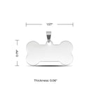 Silver Bone Dog Tag Measurements