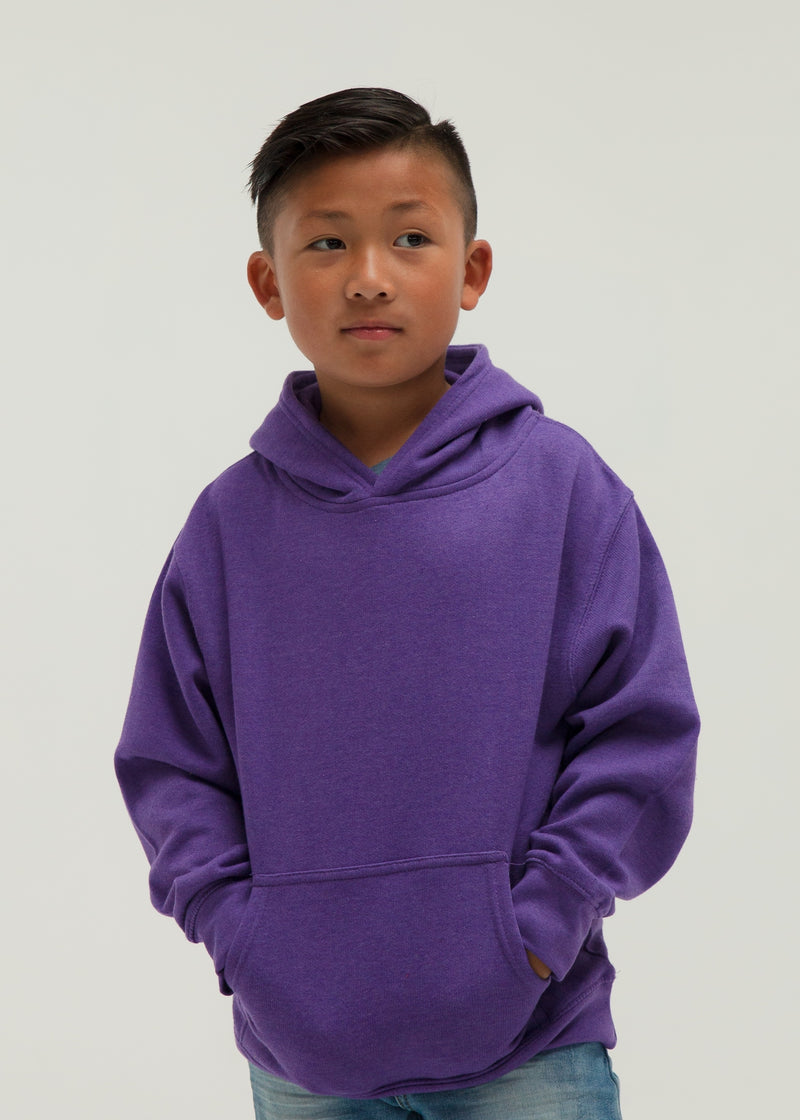 301 Youth Pullover Hoodie Purple Heather Front Full View