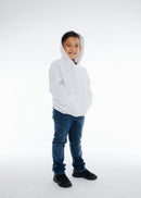 301 Youth Pullover Hoodie White Front Full View