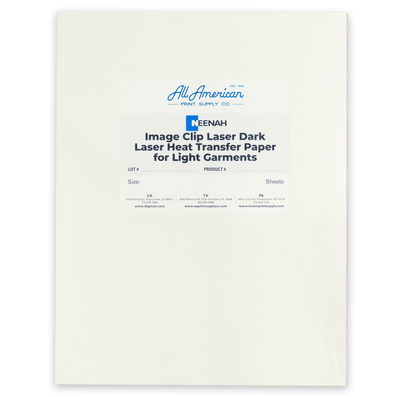 Neenah Image Clip Light Laser Heat Transfer Paper AA Print Supply