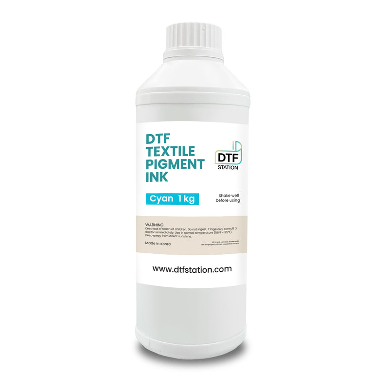 DTF Station DTF Direct to Film Textile Pigment Ink Cyan 1kg front view
