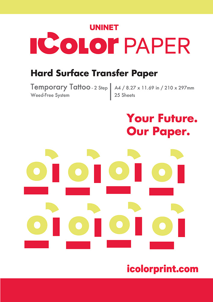 iColor Temporary Tattoo 2 Step Transfer and Adhesive Media Kit . Hard Surface Transfer Paper