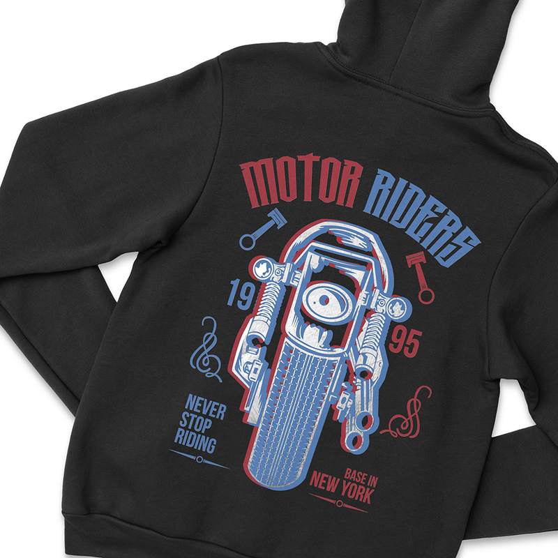 Uninet iColor 560 Digital Color White Media Transfer Printer and SmartCUT Includes iColor ProRIP Motors Riders Hoodie Mockup