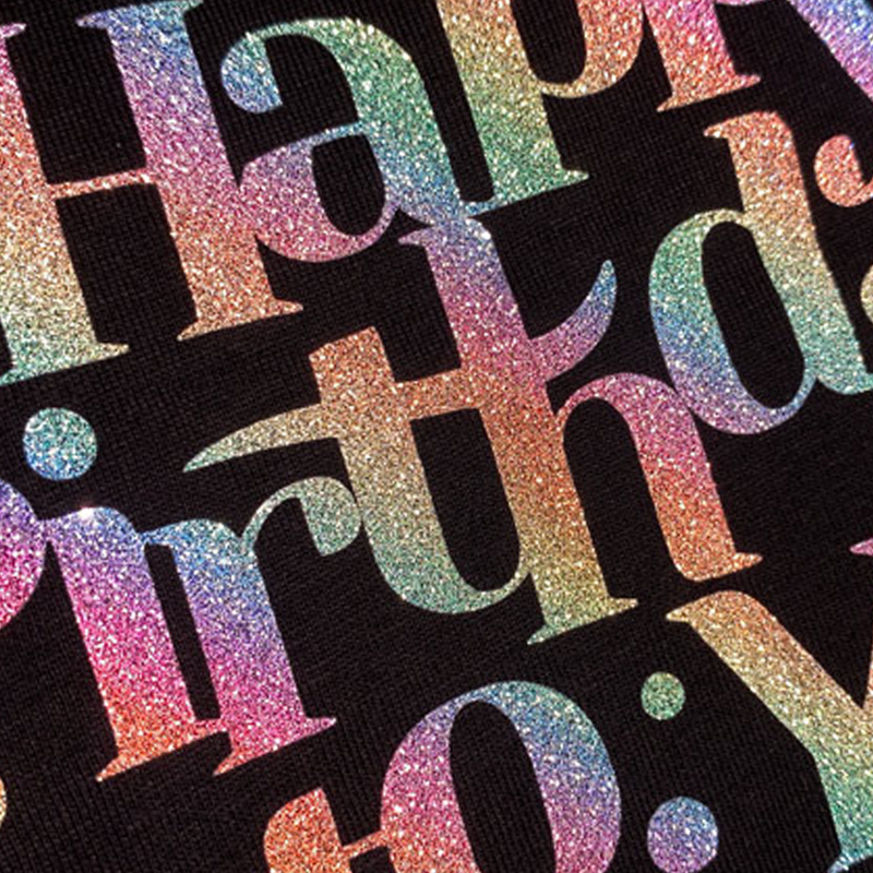 Prisma Reflective Glitter Heat Transfer Vinyl Happy Birthday Design