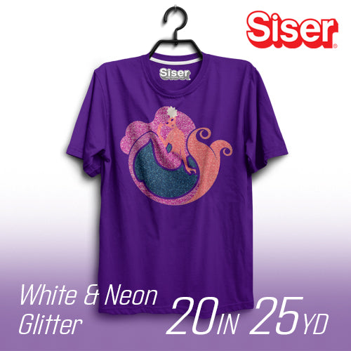 Siser White and Neon Glitter Heat Transfer Vinyl - 20" Width 25 Yard