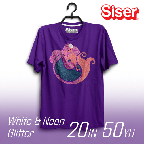 Siser White and Neon Glitter Heat Transfer Vinyl - 20" Width 50 Yard