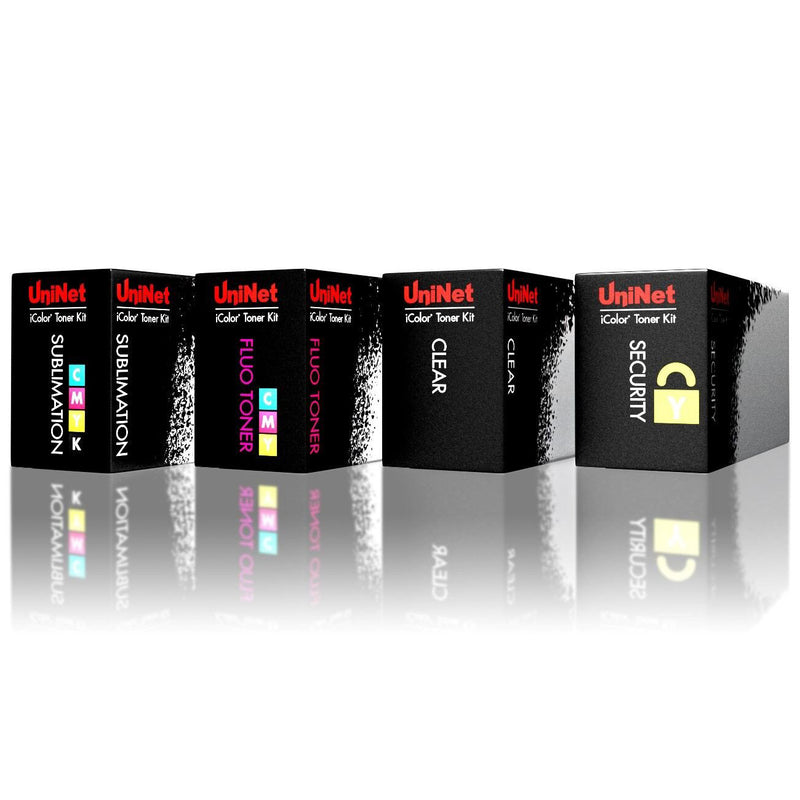 Uninet iColor 600 Fluorescent CMY Toner and Drum Starter Cartridge Kit for CMYK, Clear, and Security