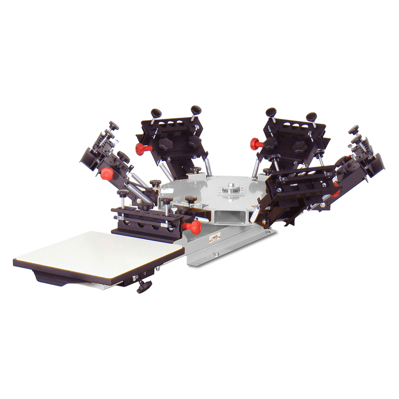 Vastex V-1000 Series 1-Station 1 to 6-Color Tabletop Commercial Screen Printing Press Front View