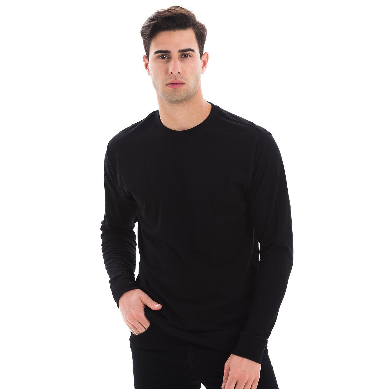 1401 Men's Long Sleeve T-Shirt - Black | AA Print Supply