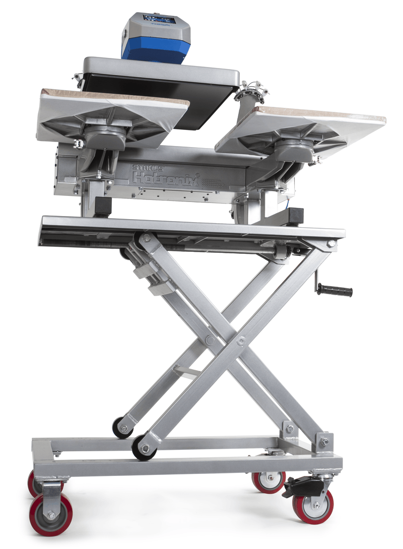 Hotronix Equipment Scissor Cart Dual Station Front Lower Angle