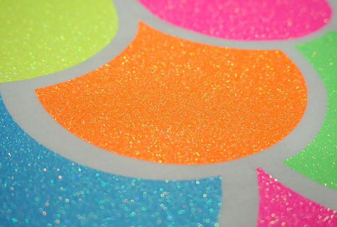 Prisma Glitter Neon Heat Transfer Vinyl Applied Sample