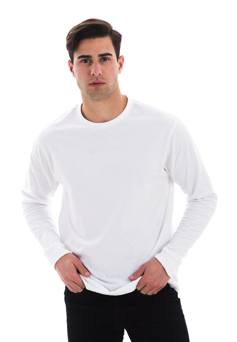 1401 Men Long Sleeve T Shirt White Front Full View
