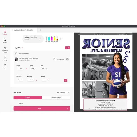 Sawgrass Print Utility with TruePix color management