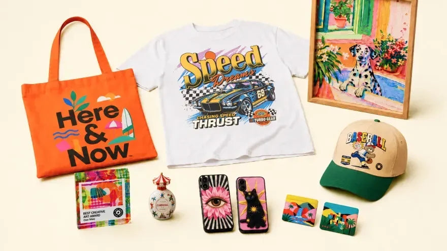 Tote bag, t-shirt, cap, framed print, phone cases and an award printed with the xTool O1